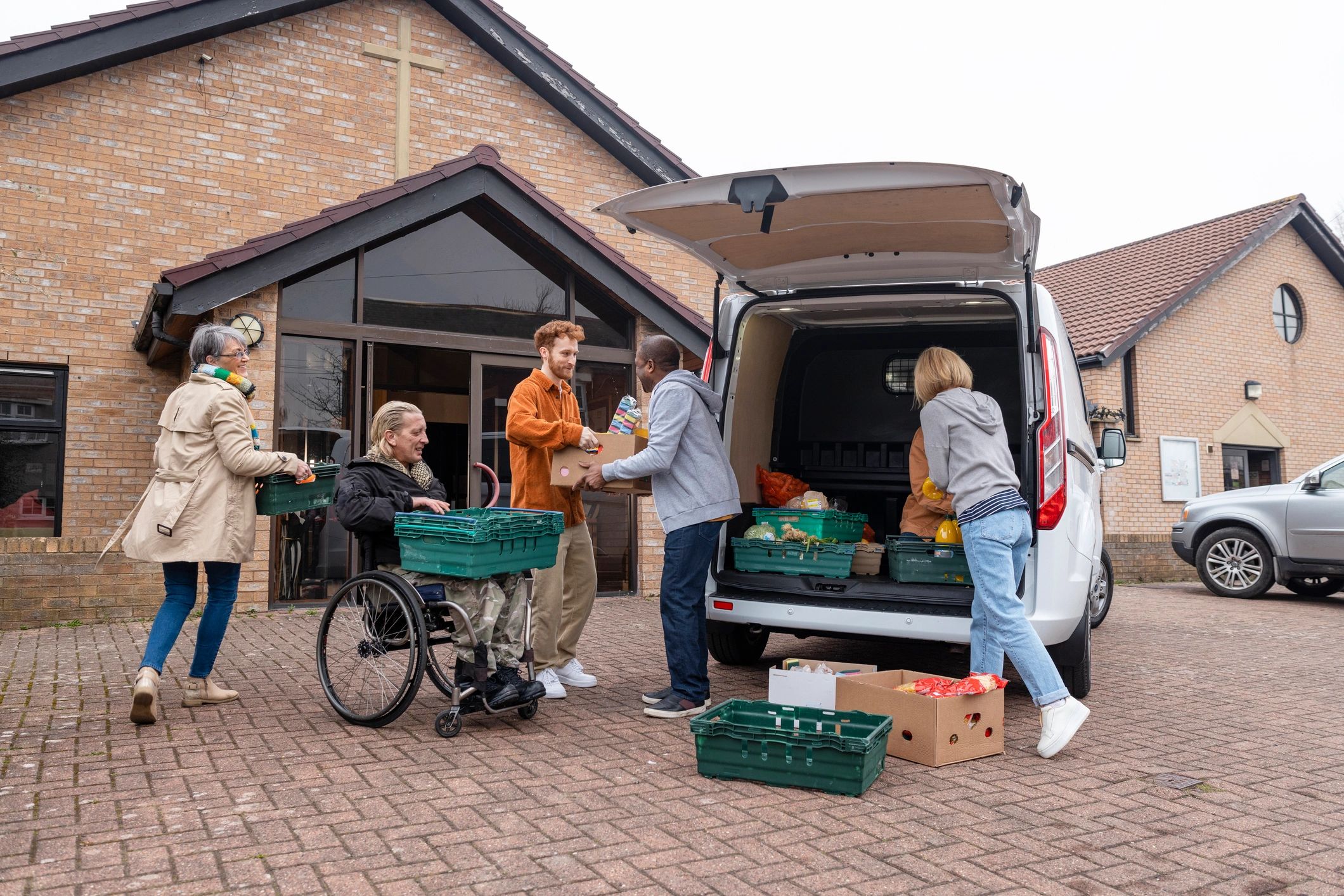 Church volunteers working together to support the local community