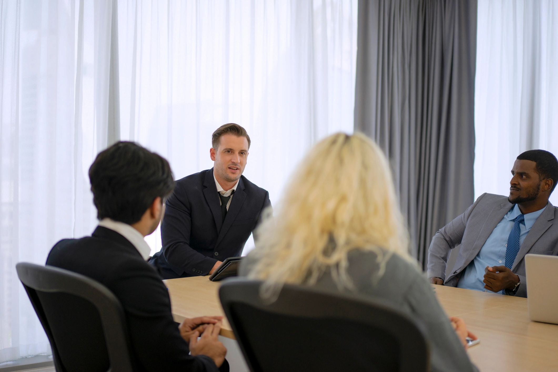 Trustees meeting around a table