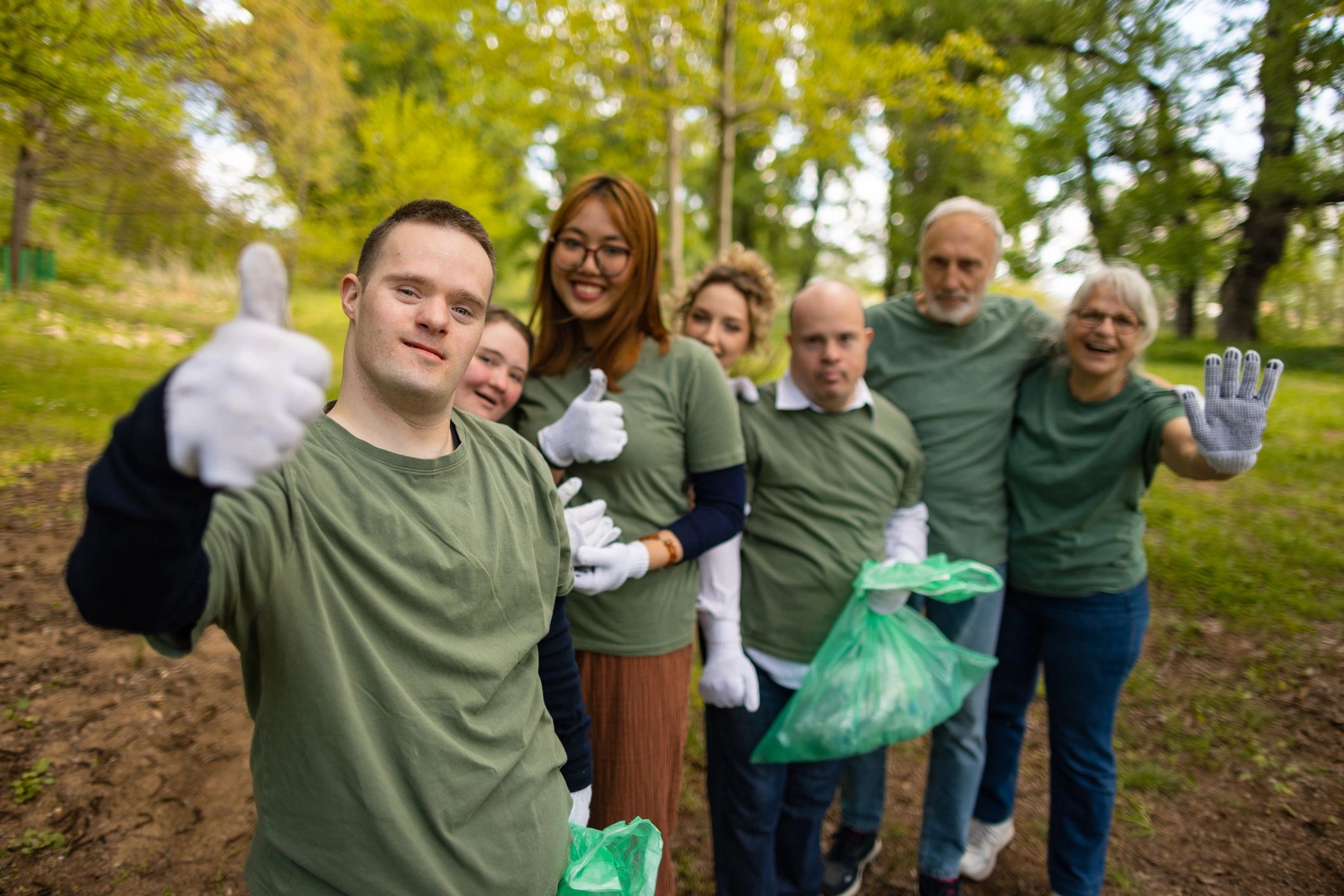 Group of volunteers together in a community setting