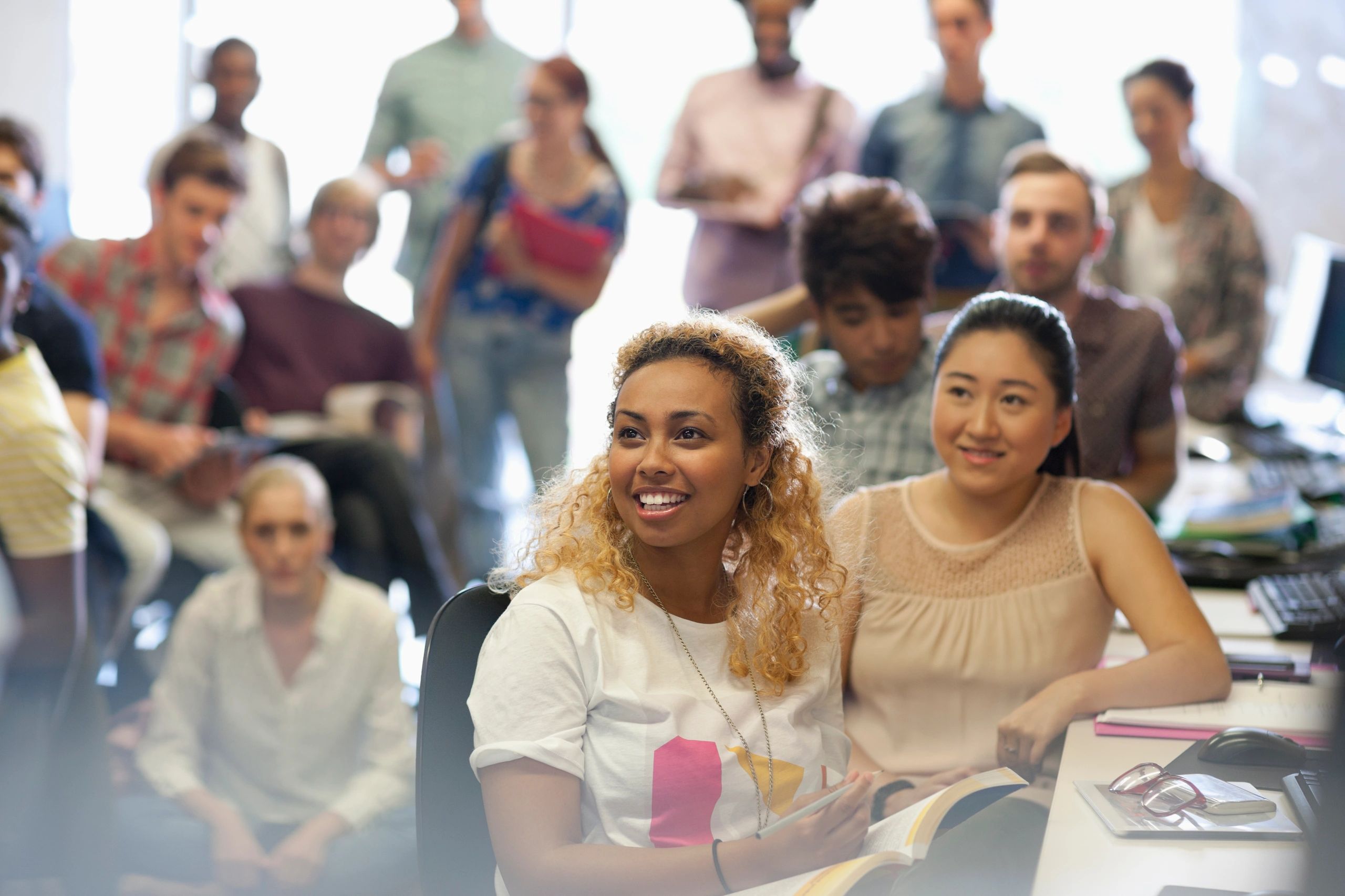 Group meeting in a classroom setting